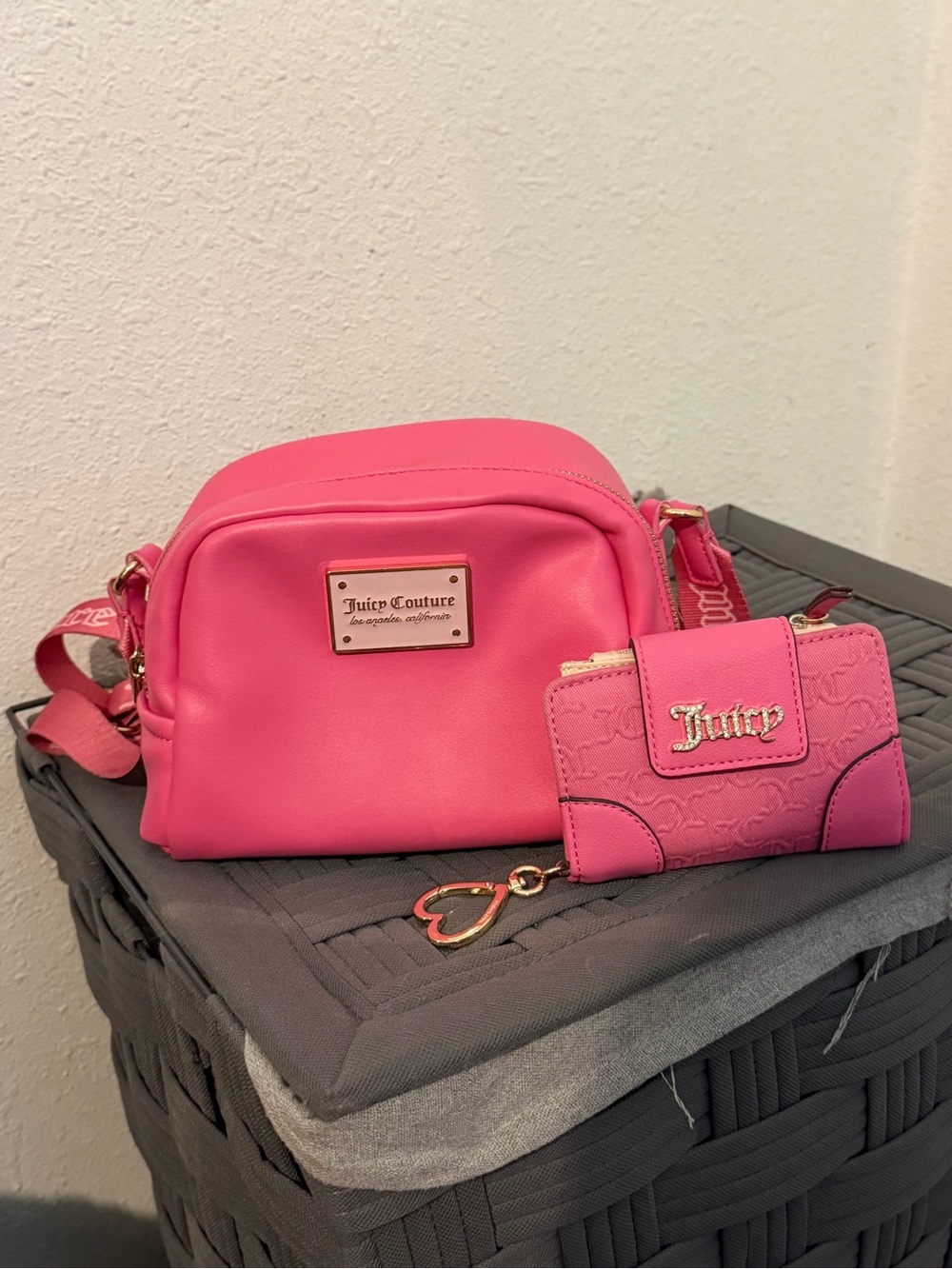 Juicy Couture Bright Pink Crossbody with Matching Wallet